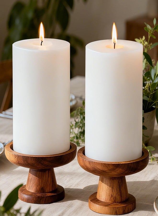 MOSROAD 4x6 Inch White Pillar Candles, 2 Packs, 300-Hours Long Burning Time Totally, Unscented Large White Candles for Mantel Decor, Home Holiday Table Decor, Smokeless & Dripless - Image 1