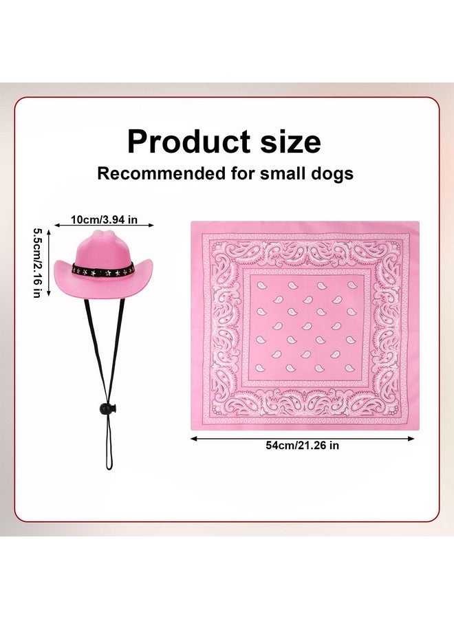 PEUTIER Pet Cowboy Costume, Dog Cowboy Costume Dog Cowboy Hat & Dog Bandana Scarf Dog Halloween Costumes Outfit Accessories for Small Cats Dogs Pets (Pink)  - Image 2
