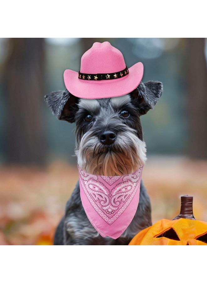 PEUTIER Pet Cowboy Costume, Dog Cowboy Costume Dog Cowboy Hat & Dog Bandana Scarf Dog Halloween Costumes Outfit Accessories for Small Cats Dogs Pets (Pink)  - Image 5