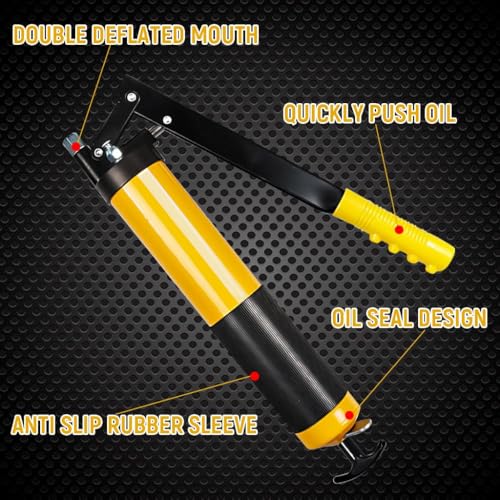 GNEY Heavy Duty 10000 PSI Grease Gun Kit – Professional Pistol Grip Handheld Grease Pump with Flex Hose, Rigid Pipe & Nozzles – 500cc Capacity, Anti-Slip Handle – for Automotive, Tractor, Excavator & More - Image 2
