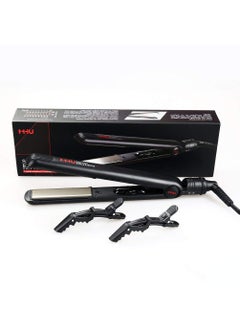 MHU Professional Negative Ion Hair Straightener,Ceramic Flat Iron with 1 inch Titanium Styling Plates,Rotating Adjustable Temperature for All Hair Types,Auto Shut Off,Dual Voltage,Black 