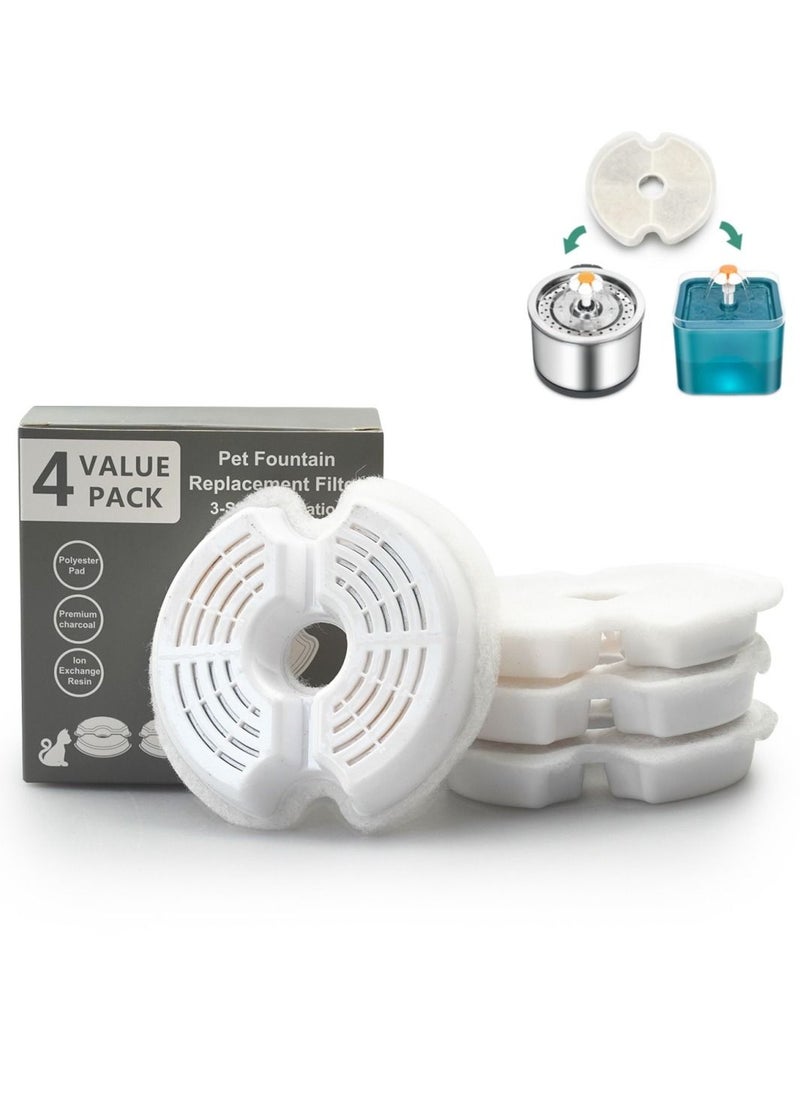 LM 4 Pack Cotton Activated Carbon Filter Sheets for Cats Water Fountain  - Image 1