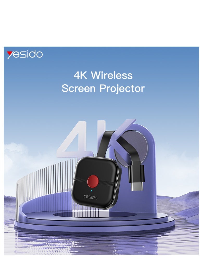 يسيدو - محول عرض HDMI لاسلكي – توصيل وتشغيل 4K HD، دقة 1080P/60Hz، بث عبر شبكتي 2.4/  من اللابتوب أو الهاتف الذكي إلى التلفاز، الشاشة أو البروجيكتور، يدعم أنظمة iOS، Android، Windows، Mac OS  احصل على تجربة عرض لاسلكية لا مثيل لها مع محول العرض HDMI اللاسلكي الذي يوفر لك بثًا فائق الجودة بدقة 4K و1080P/60Hz - Image 1