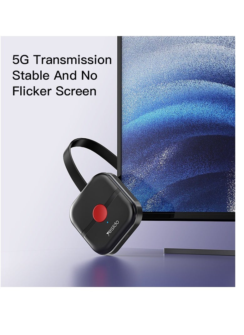 يسيدو - محول عرض HDMI لاسلكي – توصيل وتشغيل 4K HD، دقة 1080P/60Hz، بث عبر شبكتي 2.4/  من اللابتوب أو الهاتف الذكي إلى التلفاز، الشاشة أو البروجيكتور، يدعم أنظمة iOS، Android، Windows، Mac OS  احصل على تجربة عرض لاسلكية لا مثيل لها مع محول العرض HDMI اللاسلكي الذي يوفر لك بثًا فائق الجودة بدقة 4K و1080P/60Hz - Image 1