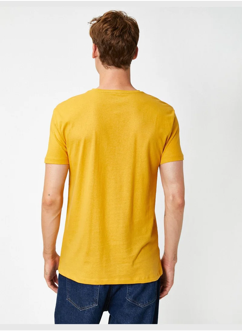 كوتون Short Sleeve V Neck Basic T-Shirt