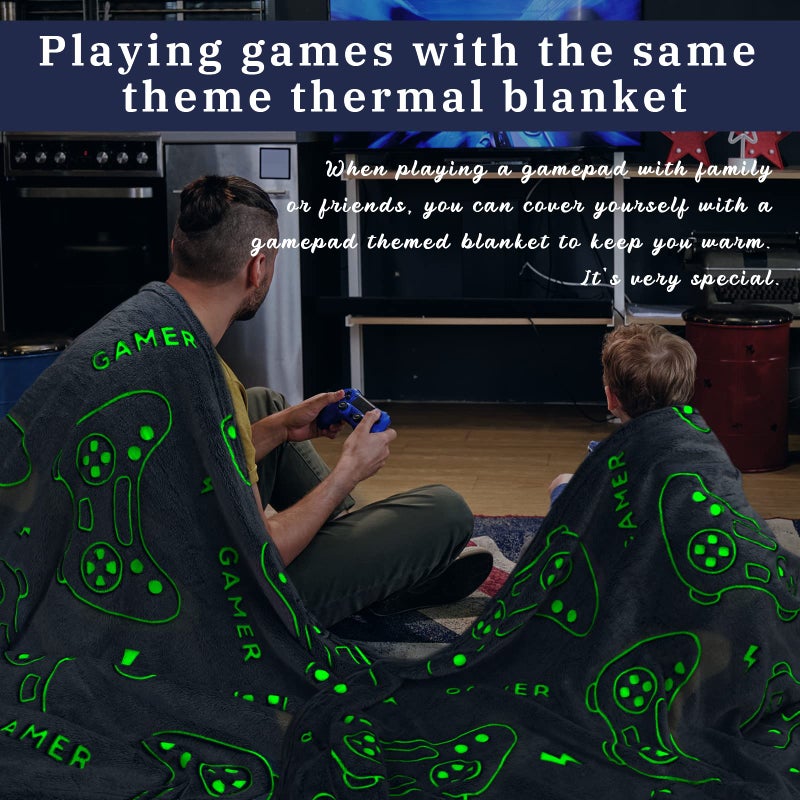 Gitrat Glow in The Dark Blanket Game Controller Throw Blanket, Gamer Gifts Toys for Kids Boyfriend, Boys Teen Soft Cozy Gaming Blanket Gamer Gifts Game Decor Blankets for Home Bedroom 50"x60" - Image 4