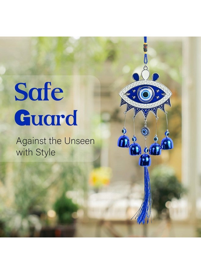 ZAICUS Metal Evil Eye Hanging with 5 Bells - Nazar Battu Charm for Home Entrance - Decorative Piece for Good Luck, Protection, and Positive Energy - Image 4