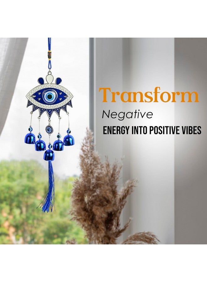ZAICUS Metal Evil Eye Hanging with 5 Bells - Nazar Battu Charm for Home Entrance - Decorative Piece for Good Luck, Protection, and Positive Energy - Image 5