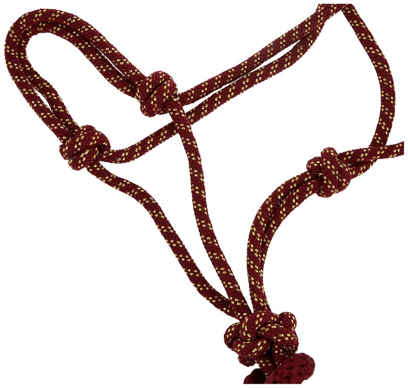 Weaver Leather Diamond Braid Rope Halter and Lead Sangria/Gold, Average Horse - Image 3