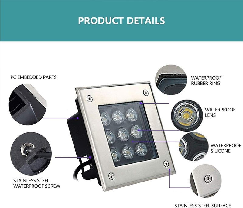4 Pack LED Underground Lights, 85-265V Landscape Path Lighting, IP67 Waterproof, In-ground Well Lights, Decorative Spotlight - Image 4
