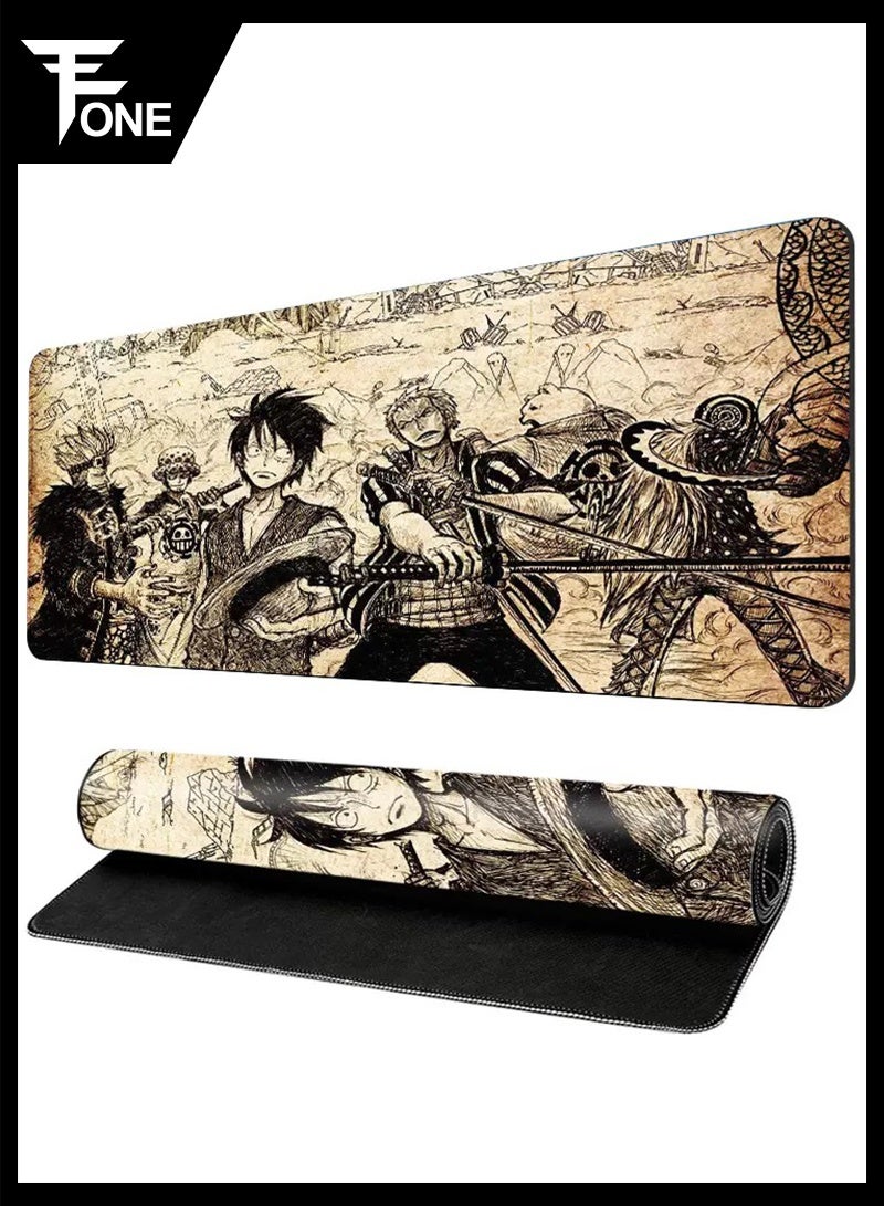 FONE Large Non-Slip Mouse Pad (800x300x3 mm), One Piece Anime Design, Thick Rubber Base with Stitched Edges, Compatible with Mouse and Keyboard, Ideal for Gaming, Home, and Office. - Image 1