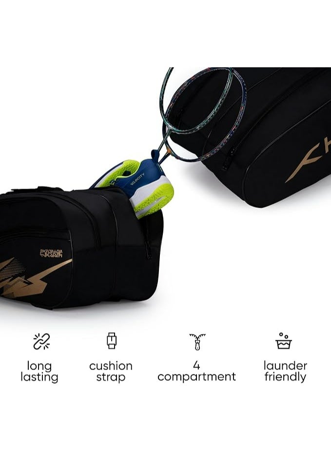 Hundred Cosmo gear Badminton Kit-bag | Large,Polyester | Double Zipper | Bag with Front Zipper Pocket | Padded Back Straps | Easy-Carry Handle | Racquet Sports - Image 5