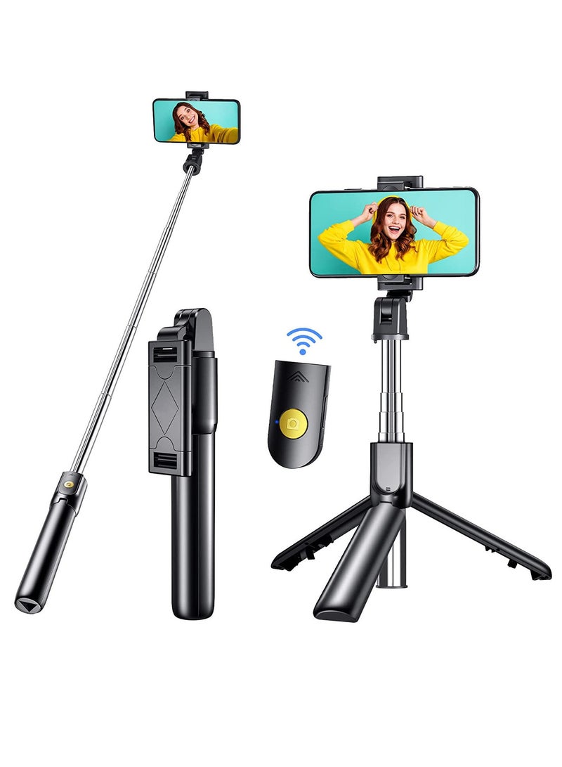 Cell Phone Selfie Stick 3 in 1 Bluetooth Selfie Stick Tripod Extendable and Portable Selfie Stick with Detachable Wireless Remote  Stable Tripod Stand Compatible with iPhone/Galaxy/Huawei etc - Image 1