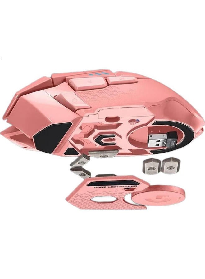 G (جي) ماوس الألعاب اللاسلكي G502 - ماوس الألعاب اللاسلكي والسلكي - ماوس مزدوج الوضع - تصميم مريح - وزن قابل للتعديل - إضاءة RGB - لون خوخي وردي - Image 1