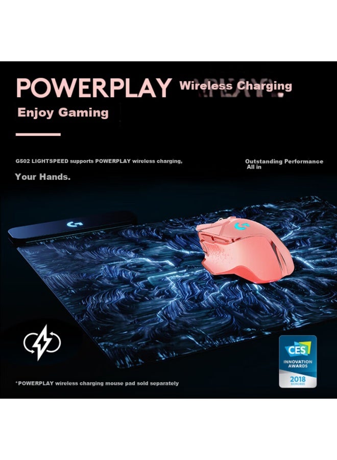 G G502 Wireless Gaming Mouse Esports Gaming Mouse Wireless Wired Dual Mode Mouse Ergonomic Adjustable Weight Rgb Light Logic Peach Pink - Image 5