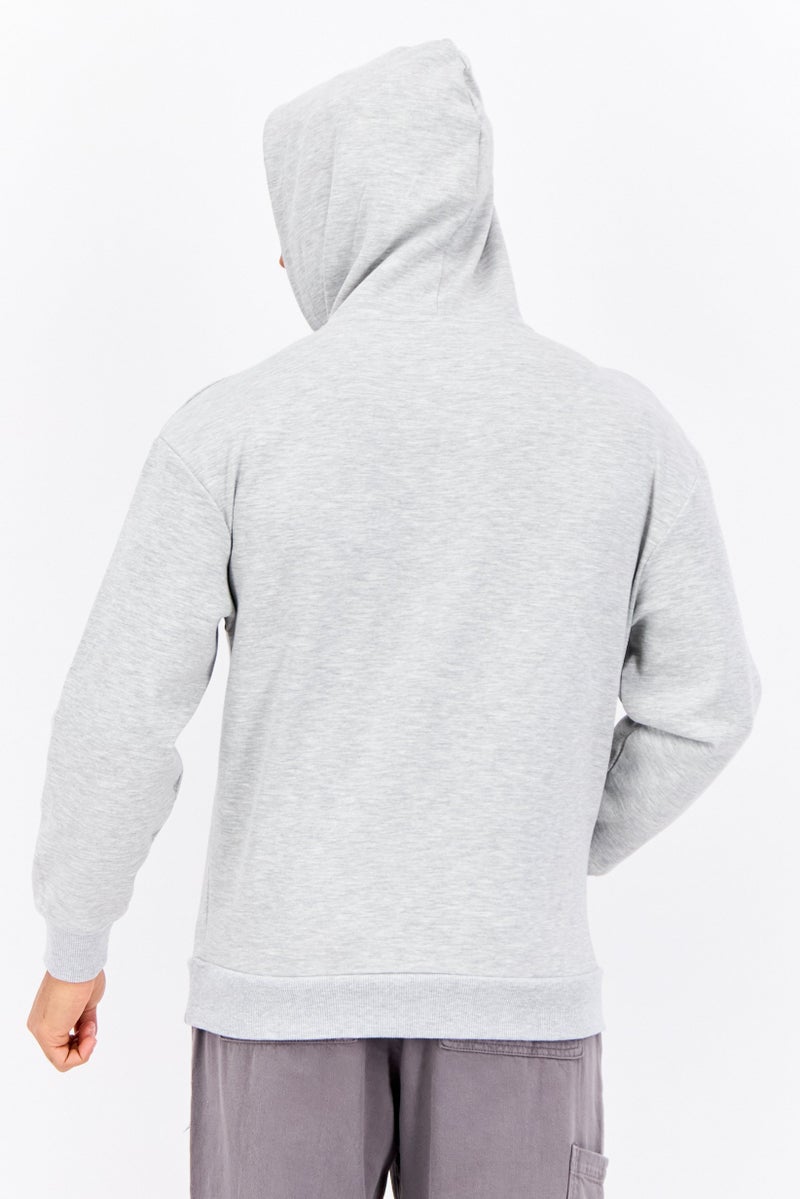 RBX Men Sportswear Fit Long Sleeve Outdoor Hooded Sweatshirts, Grey  - Image 3