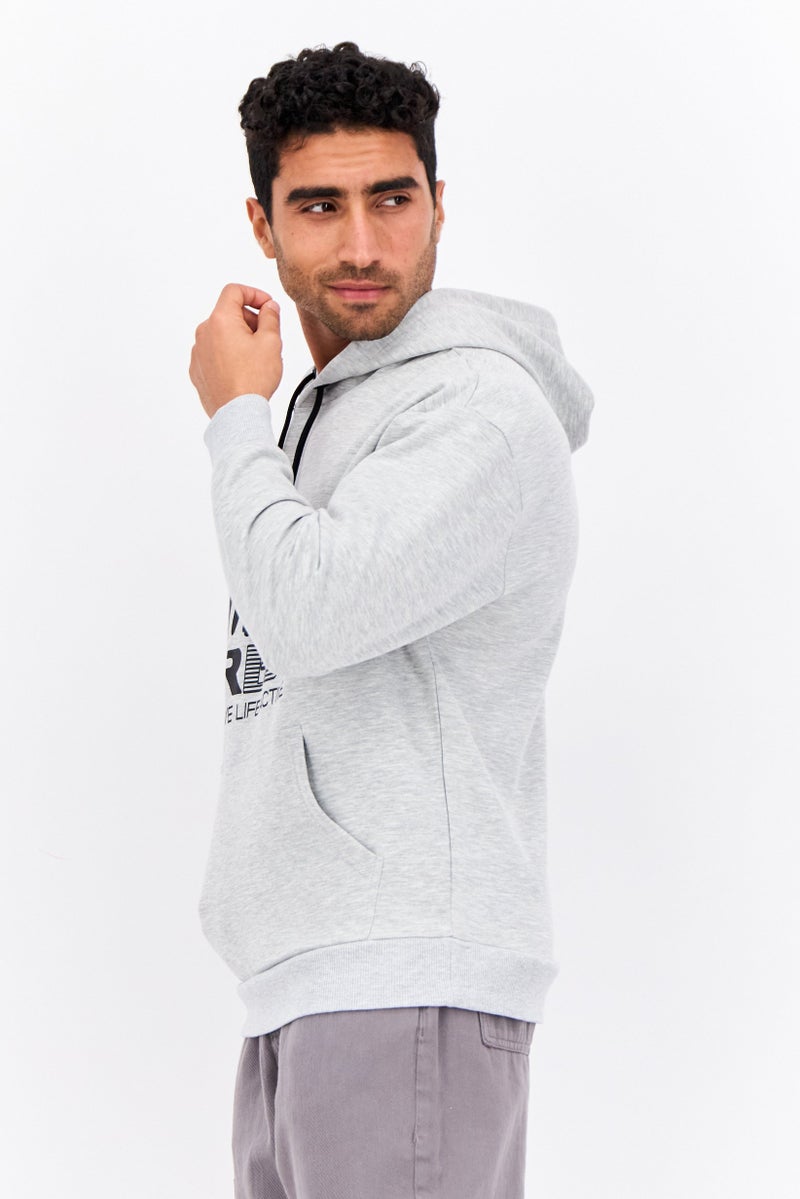 RBX Men Sportswear Fit Long Sleeve Outdoor Hooded Sweatshirts, Grey  - Image 2