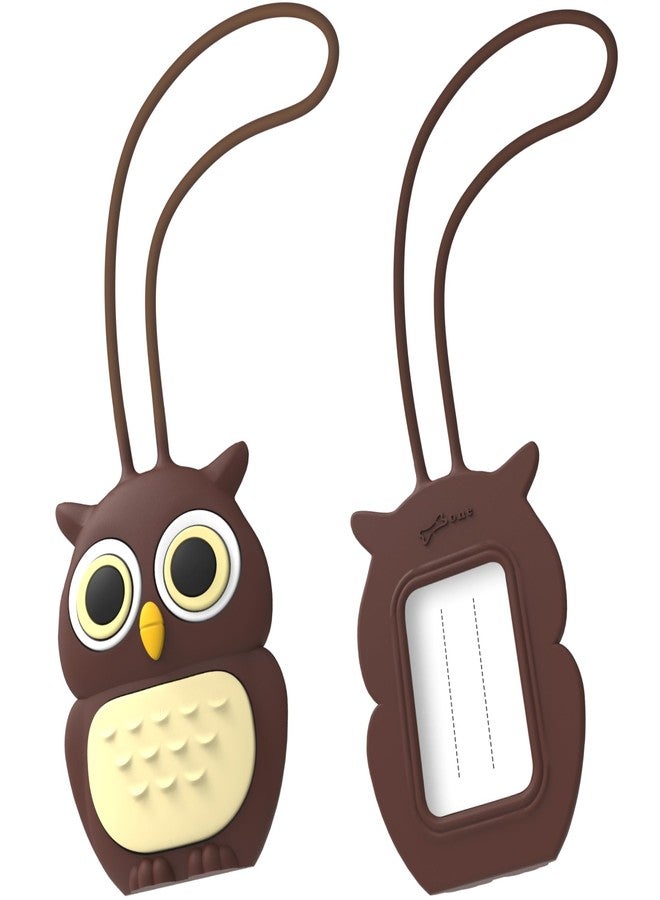 بون بطاقة تعريف أمتعة على شكل شخصية عظمية للنساء والرجال والأطفال، مصنوعة من السيليكون، بطاقات تعريف فريدة على شكل شخصية لطيفة للسفر، والنادي الرياضي، والمدرسة، وحقائب الظهر، وحقائب السفر، والأمتعة - بومة ويس - Image 1