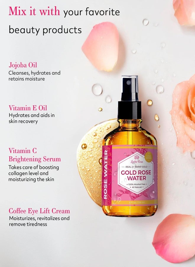 Leven Rose 24 Karat Gold Rose Water Toner by Leven Rose Natural Moroccan 24K Rosewater Toner 4 oz - Image 4