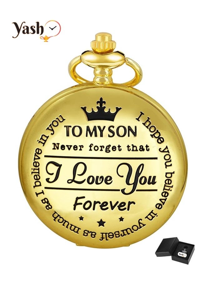 ياش ساعة جيب ياش فينتاج من سون كوارتز اللون مع سلسلة وتغليف كلاسيكي - هدية مثالية - Image 1