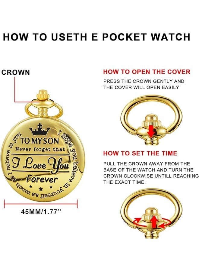 ياش ساعة جيب ياش فينتاج من سون كوارتز اللون مع سلسلة وتغليف كلاسيكي - هدية مثالية - Image 4