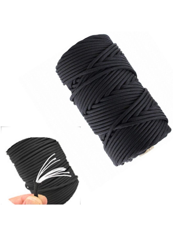 Lyaxm 100M Rope Strong Strength Nylon Paracord, Standard 550 Parachute Rope Braided Line For Tactical Crafting Survival General Use Black - Image 3