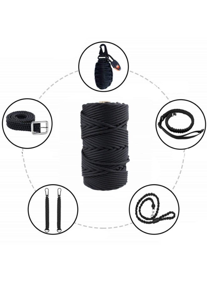 Lyaxm 100M Rope Strong Strength Nylon Paracord, Standard 550 Parachute Rope Braided Line For Tactical Crafting Survival General Use Black - Image 4