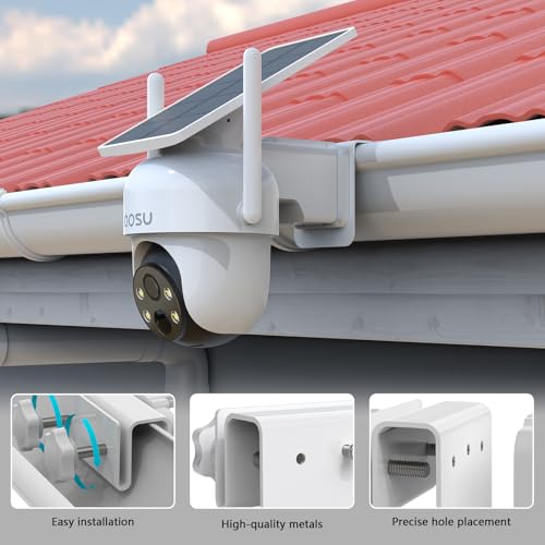 VOMENC Gutter Mount for AOSU Solar Security Cameras Outdoor Wireless(SolarCam D1 Classic) and ANSQUE Security Cameras Wireless Outdoor (GU01/SA01)（1pack,White） - Image 5