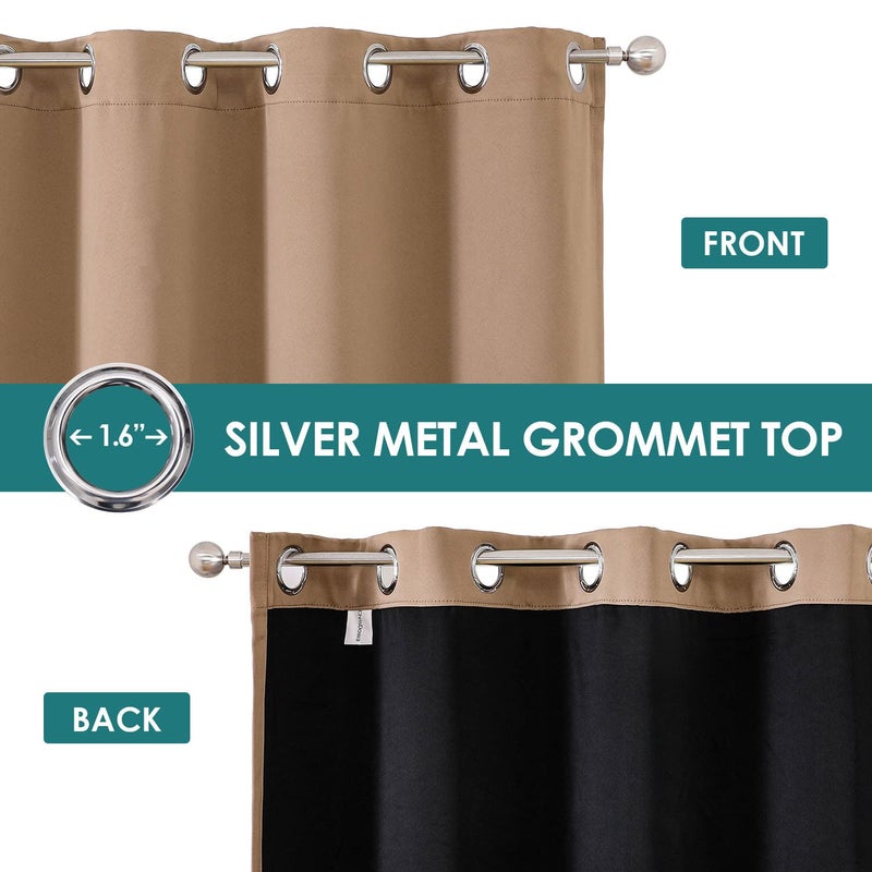 ChrisDowa 100% Blackout Curtains 78 inch Long for Bedroom with Black Liner  2 Thick Layers Total Blackout Thermal Insulated Grommet Window Curtains 2 Panels Set (Cappuccino  42 x 78 Inch) - Image 3