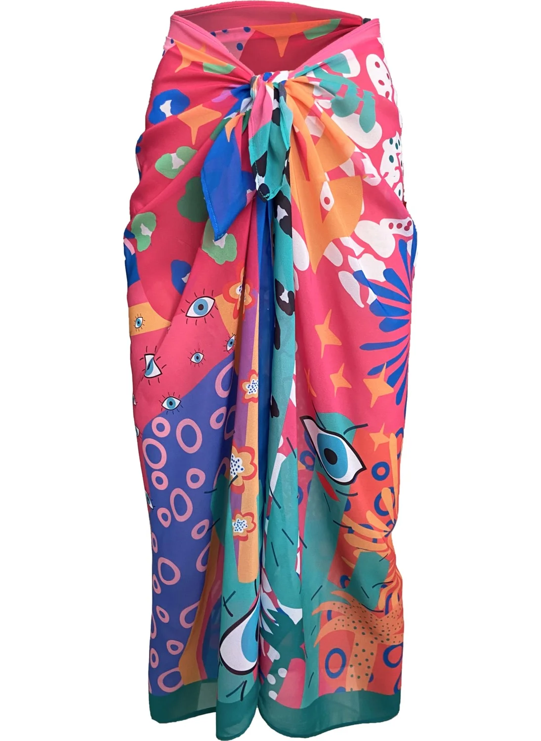 Bolder Emily Orange Eyes Silk Chiffon Pareo