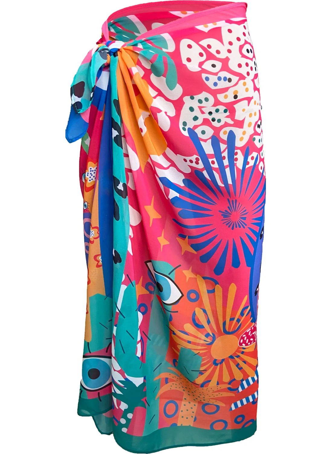 Bolder Emily Orange Eyes Silk Chiffon Pareo