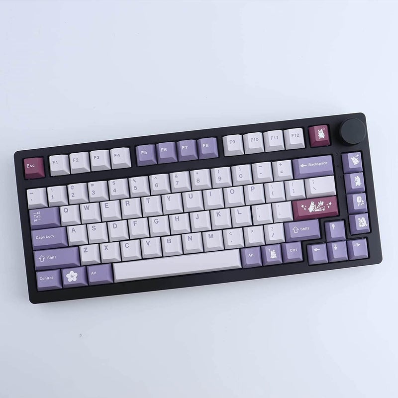JOMKIZ أغطية مفاتيح PBT، أغطية مفاتيح بتصميم Cherry Profile، 134 مفتاحًا، طباعة تسامي صبغية بتصميم أرنب، مع شريط مسافة 7U، مجموعة أغطية مفاتيح يابانية لمفاتيح Cherry MX، لوحات مفاتيح ميكانيكية بتخطيط أمريكي - Image 4