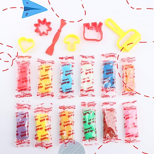 Luxor Doodles My Creative Modeling Dough Bucket| 12 Assorted Colours Dough, 1 Roller, 1 Plastic Knife & 4 Impression Moulds | Perfect for Creative Work - Image 2