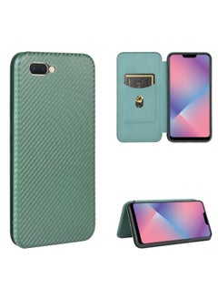 HuHa Case Cover For OPPO A5 AX5 / A3s / A12e Carbon Fiber Texture Horizontal Flip TPU + PC + PU Leather Case with Card Slot Green 