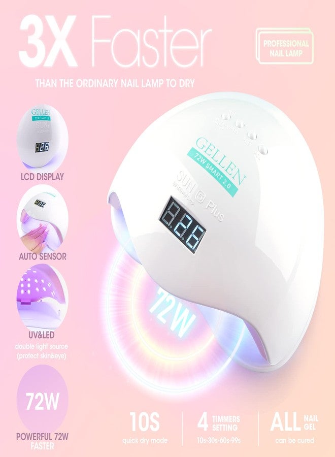 Gellen Gel Nail Polish Starter Kit with U V Light - 12 Colors Solid Black White Pink Blue Gel Polish with 72W Nail Lamp, Top Base Coat Nail Tools Gel Nail Polish Kit, Nail Gel All-In-One Manicure Set - Image 5