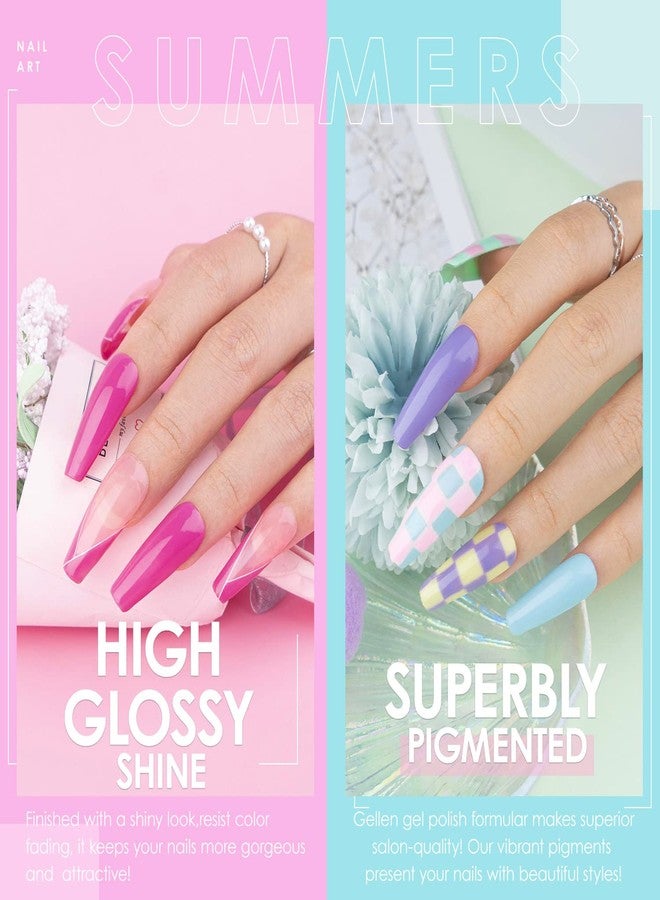 Gellen Gel Nail Polish Starter Kit with U V Light - 12 Colors Solid Black White Pink Blue Gel Polish with 72W Nail Lamp, Top Base Coat Nail Tools Gel Nail Polish Kit, Nail Gel All-In-One Manicure Set - Image 4