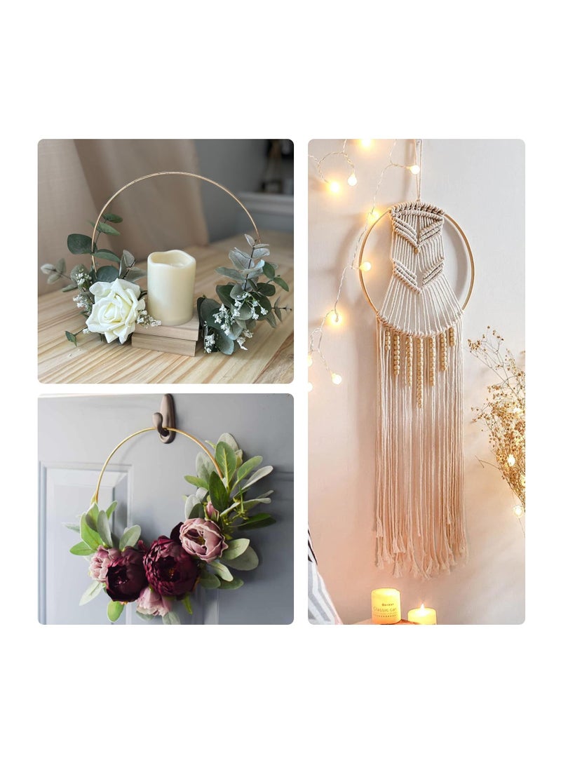 Zikra 10-Pack Gold Metal Floral Hoops for Macrame Crafts, Dream Catchers, Wreaths, Wedding Decor, and DIY Wall Hangings - 8 Inch Centerpiece Rings. - Image 3
