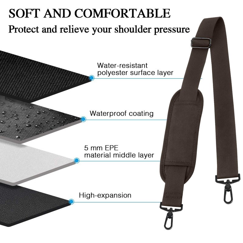 Taygeer Taygeer Replacement Bag Strap, Universal Adjustable Shoulder Strap Belt with Hook Breathable Non-Slip Pad, Fit Luggage Canvas Tool Satchel Makeup Handbag Duffle Bag Briefcase, Brown  - Image 5