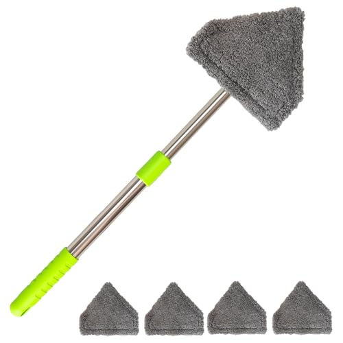 Conliwell Car Windshield Squeegee Cleaning Tool Vehicle Window Cleaner with 4 Reusable Washable Microfiber Pads Telescoping Handle 13 167 180 Rotatable for Both Interior and Exterior Car Glass - Image 1