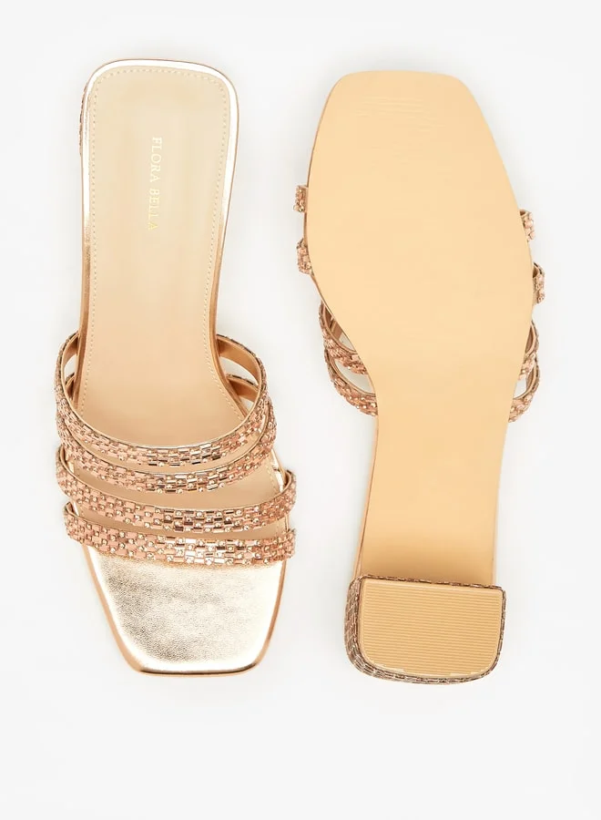 Flora Bella By Shoexpress Women's Embellished Slip-On Sandals With Block Heels