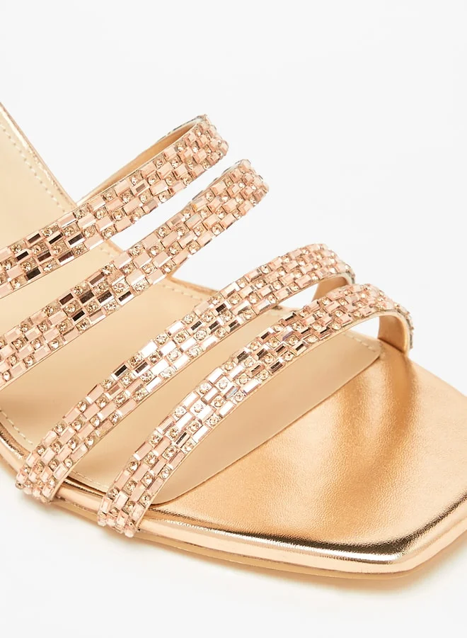 Flora Bella By Shoexpress Women's Embellished Slip-On Sandals With Block Heels