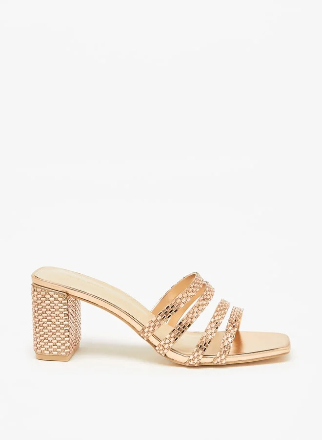 Flora Bella By Shoexpress Women's Embellished Slip-On Sandals With Block Heels