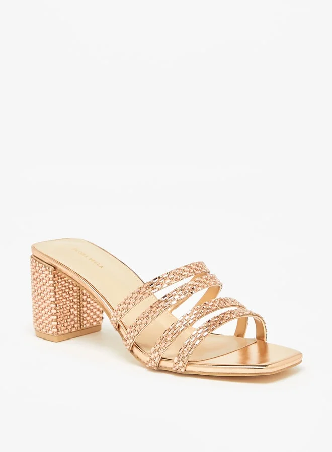 Flora Bella By Shoexpress Women's Embellished Slip-On Sandals With Block Heels