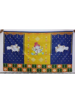 TENTINDIA TentIndia Blue Cow with Ganesh Ji Backdrop Curtain for Decoration Backdrop Cloth for Pooja Decoration Curtain for Pooja Festival Fabric Polyster Taiwan Fabric Size5 height and 8 width5 8  - Image 2