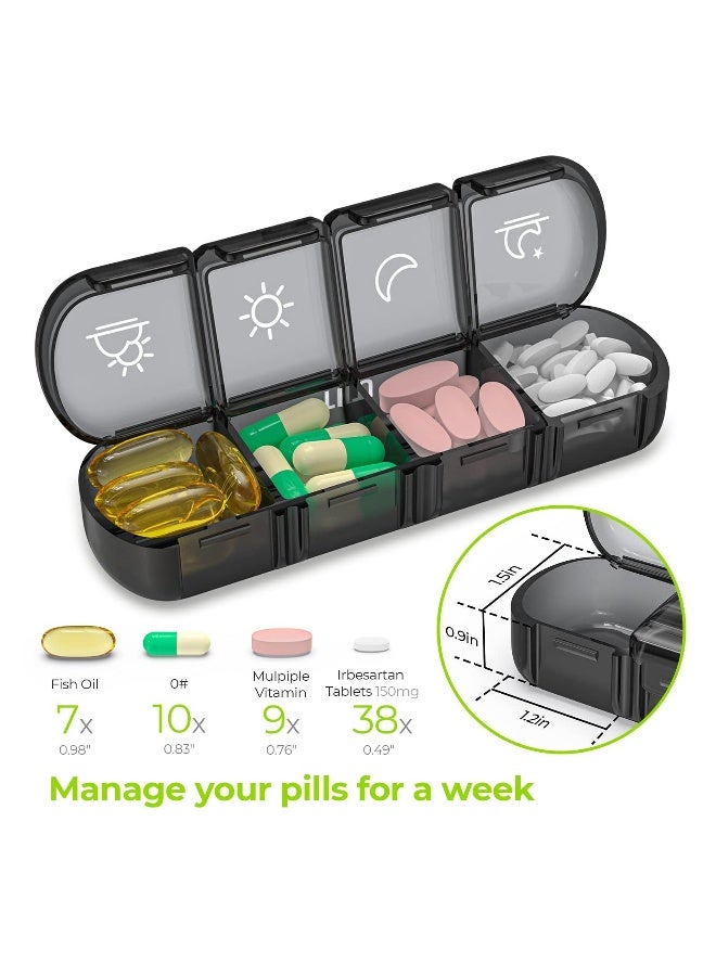 Weekly Pill Organizer 4 Times a Day with 7 Daily Large Pill Box Cases to Hold Fish Oils Vitamins Supplements Medication - Image 2