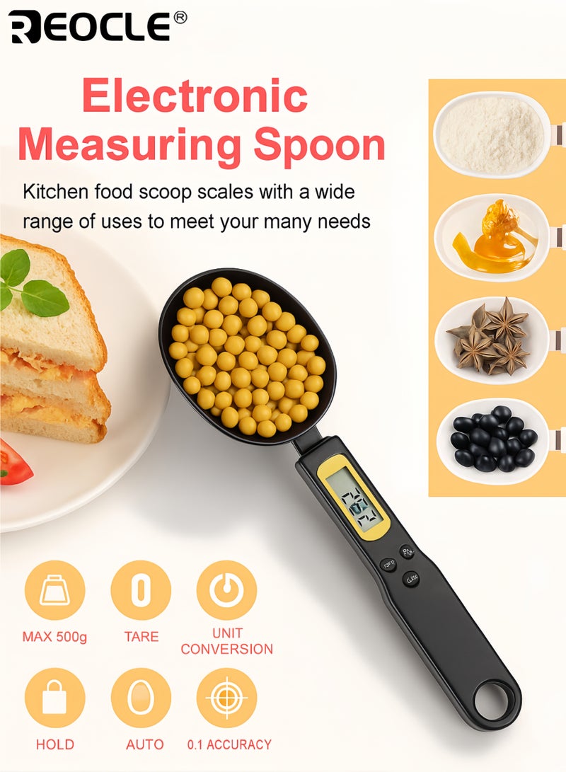 REOCLE Digital Kitchen Scale Electronic Measuring Spoon with High Precision LCD Display and 0.1g Accurate Measurement Electronic Food Scale with 500g Maximum Capacity and Tare Function for Cooking Baking Portion Control - Image 1