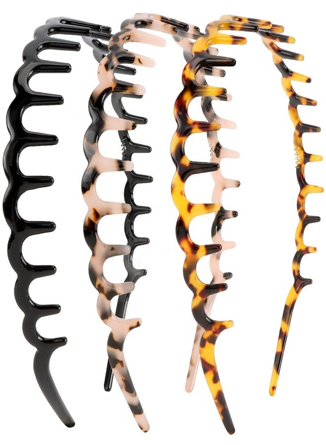 Aprince Zig Zag Headbands for Women 3Pcs, Non-Slip Comb Headband, Tortoise Shell Headbands with Teeth,U Shape Reversible Headband, Acetate Resin Zigzag Hairband, Shark Tooth Wavy Hair Band - Image 1