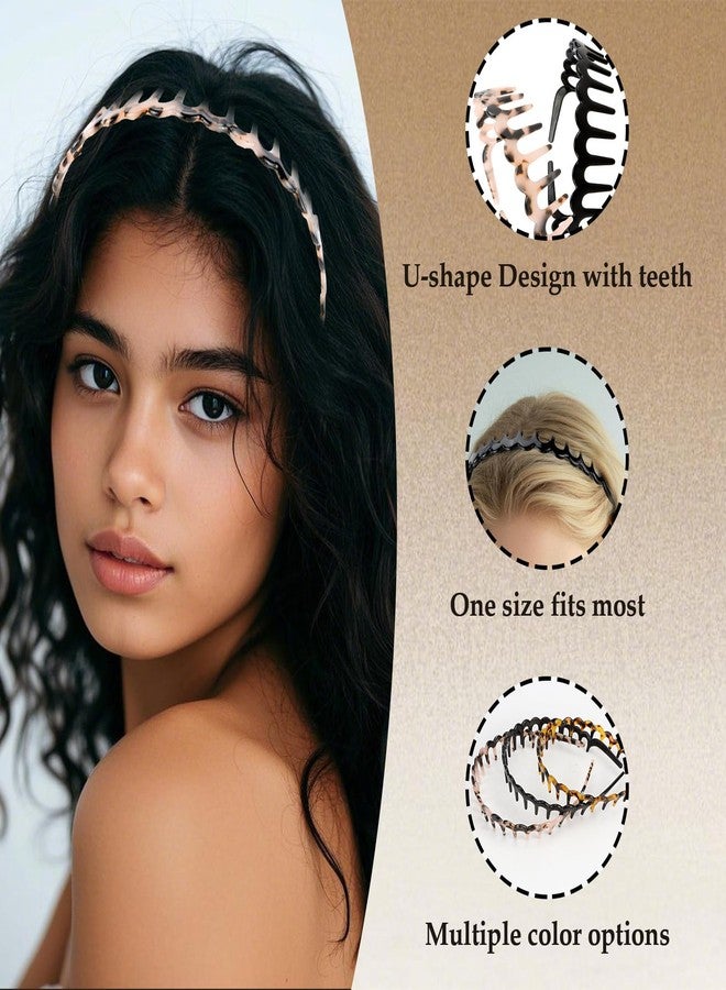 Aprince Zig Zag Headbands for Women 3Pcs, Non-Slip Comb Headband, Tortoise Shell Headbands with Teeth,U Shape Reversible Headband, Acetate Resin Zigzag Hairband, Shark Tooth Wavy Hair Band - Image 3