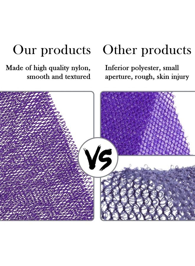 BOAO 4 Pieces African Net Sponge African Exfoliating Net African Long Net Bath Sponge Exfoliating Shower Body Scrubber Skin Smoother for Daily Use (Assorted Color,25.6 x 7.9 inch) - Image 1