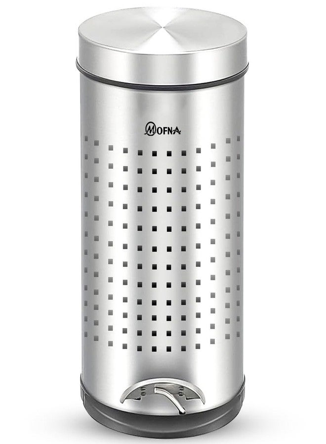 Mofna Stainless Steel Perforated Dustbin with Pedal, Trash Can, Wastebasket, Garbage Bin for Home, Office, Bathroom, Bedroom, Toilet, Outdoor, Indoor and Kitchen, (8x12 In -7 Liter, Silver), Pack of 1 - Image 1